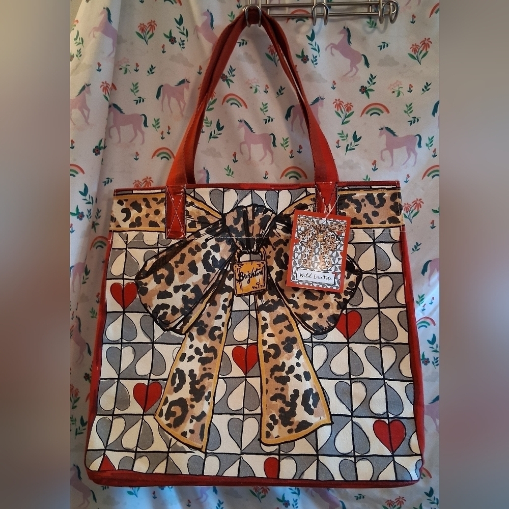 NWT Brighton Wild Love Cheetah & Heart Dog & Cat Cotton Casual Tote Bag